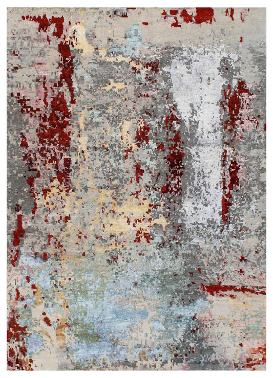 Multi Shade Canvas Hand Knotted Area Rug