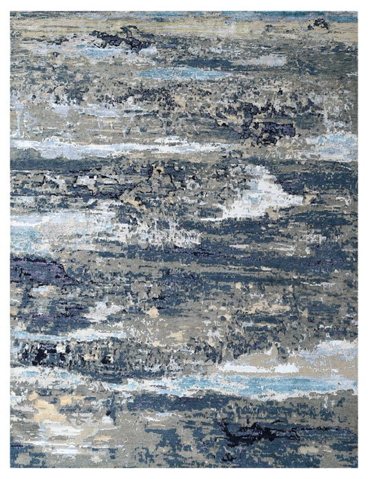 Ocean Slate Hand Knotted Wool & Bamboo Silk Rug