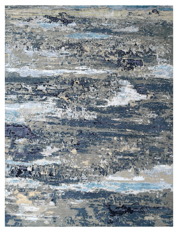 Ocean Slate Hand Knotted Wool & Bamboo Silk Rug