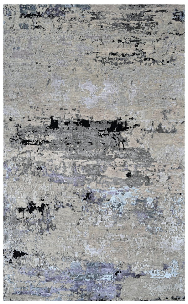 Silver Blue Canvas Hand Knotted Area Rug