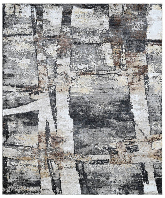 Midnight Canvas Hand Knotted Bamboo Silk Rug