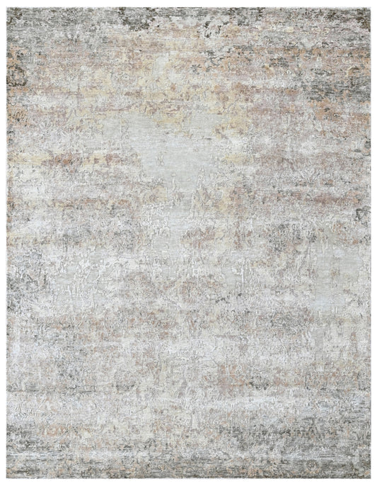 Beige Olive Bamboo Silk Vintage Rug