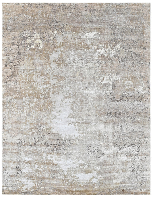 Beige Camel Bamboo Silk Vintage Rug