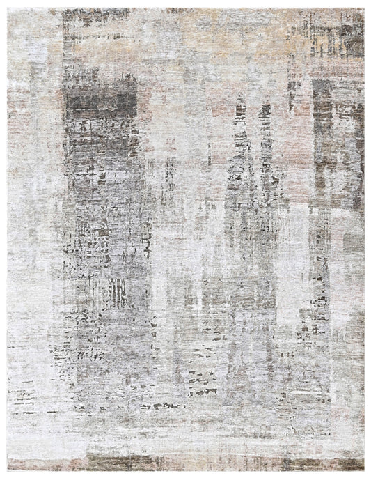 Copper Abstract Bamboo Silk Vintage Rug
