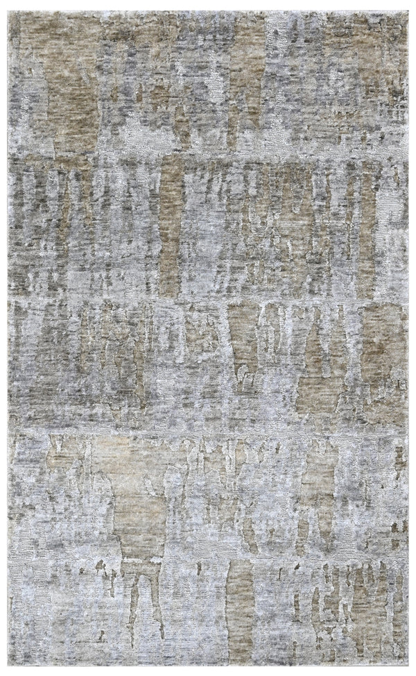 Grey Taupe Canvas Hand Knotted Vintage Rug