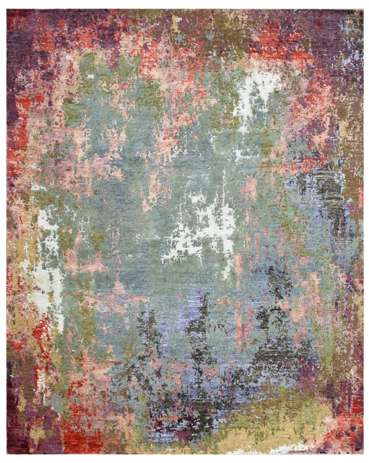 Aurora Garden Hand Knotted Wool & Bamboo Silk Rug