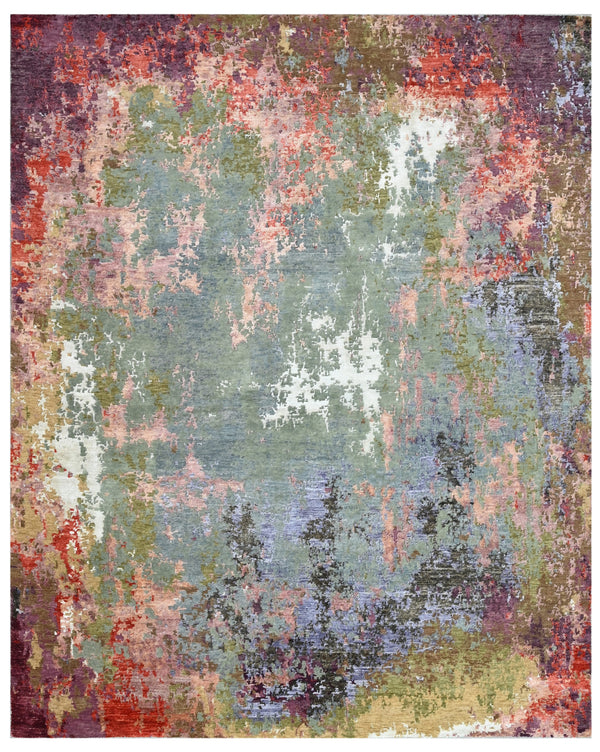 Aurora Garden Hand Knotted Wool & Bamboo Silk Rug