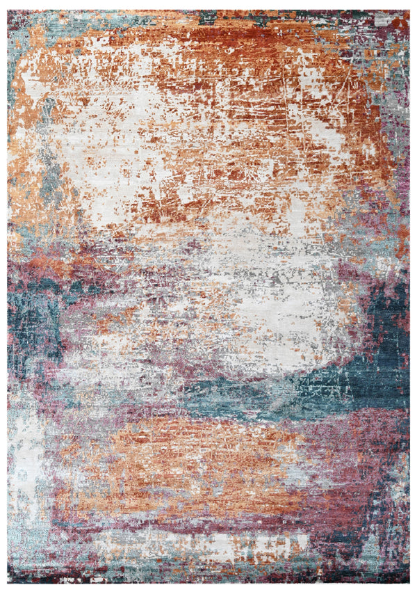 Cosmic Ember Hand Knotted Bamboo Silk Rug