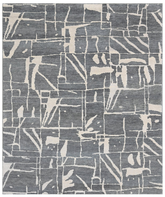 Axel Granite Abstract Grid Hand Knotted Wool Area Rug