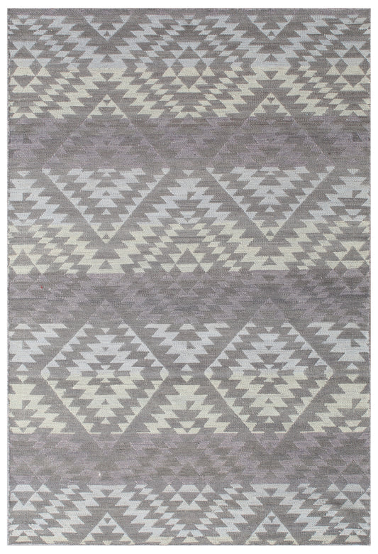 Purple Multi Geometric Hand Woven Wool Dhurrie