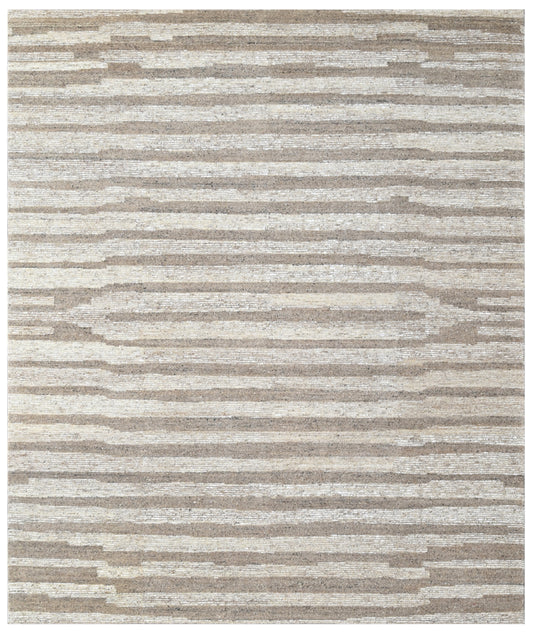 Modern Geometric Hand Knotted Wool Area Rug