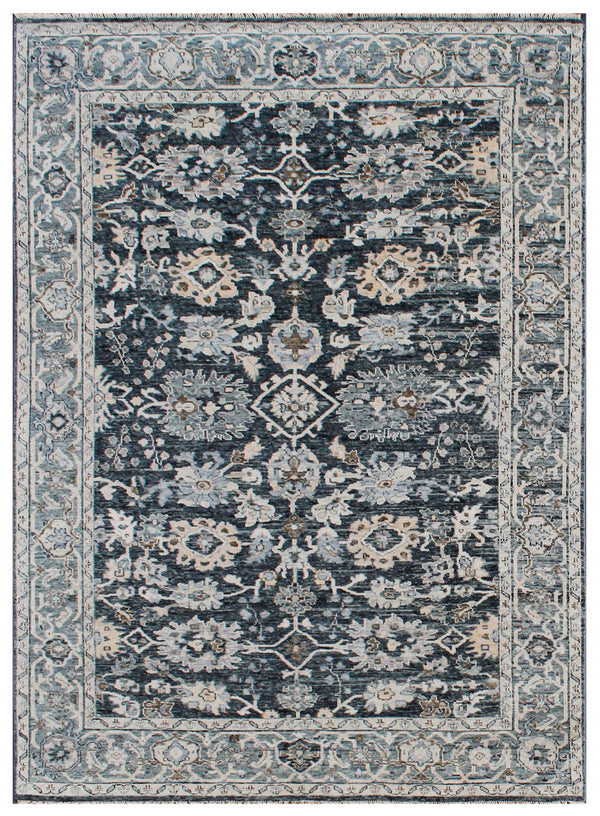 Carbon Storm Hand Knotted Wool Abstract Vintage Rug