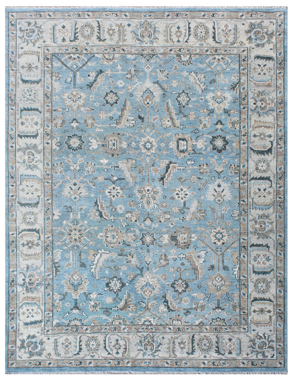 Persian Style Luxury Ice Blue Hand Knotted Rug