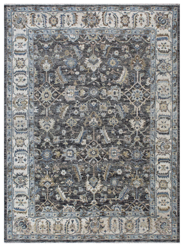 Olive Smoke Distressed  Hand Knotted Rug
