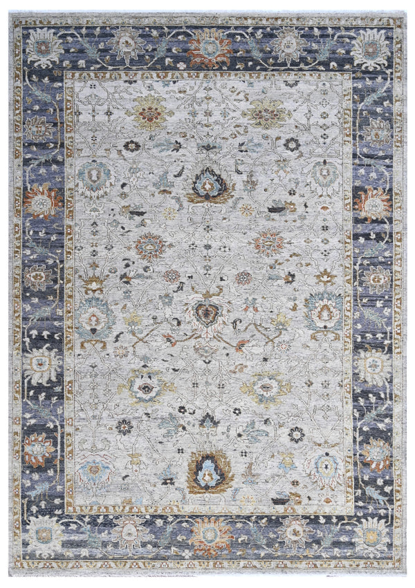 Midnight Halo Persian Border Hand Knotted Rug