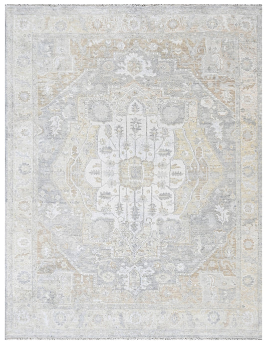 Ghost Sage Medallion Ultra Faded Hand Knotted Rug