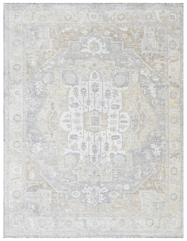 Ghost Sage Medallion Ultra Faded Hand Knotted Rug
