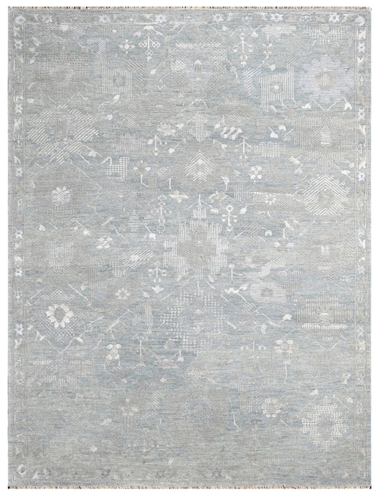 Spruce Mist Traditional Hand Knotted Wool Silk Area Rug