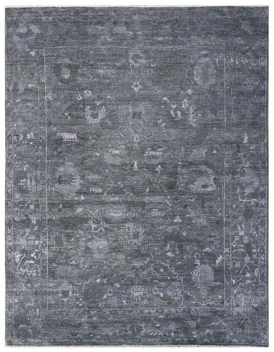 Graphite Carbon Traditional Hand Knotted Wool Silk Area Rug
