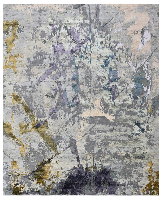 Luxury Hand Knotted Wool & Bamboo Silk Abstract Rug