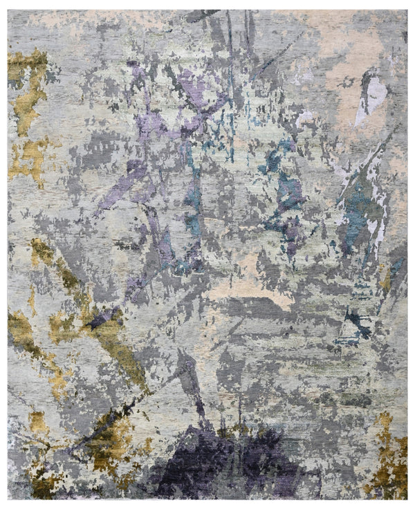 Luxury Hand Knotted Wool & Bamboo Silk Abstract Rug