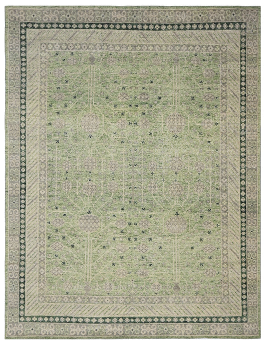 Sage Green Heritage Hand Knotted Wool Rug