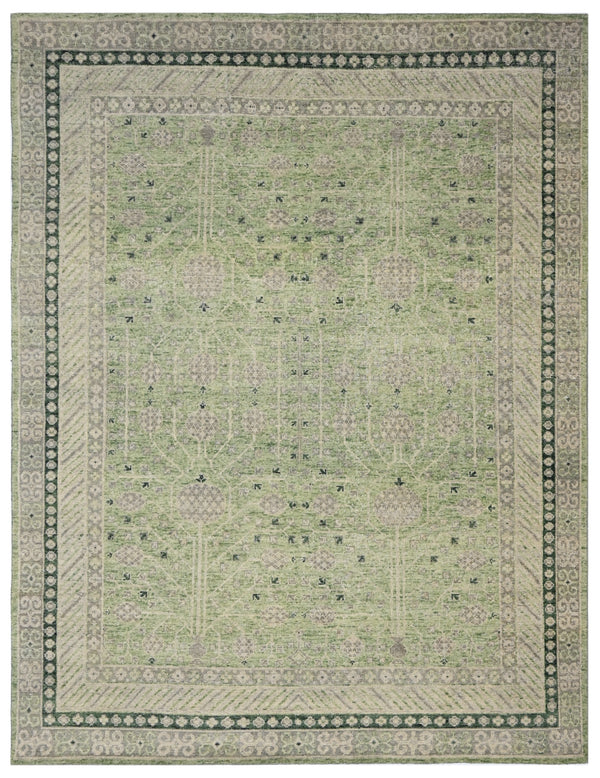 Sage Green Heritage Hand Knotted Wool Rug