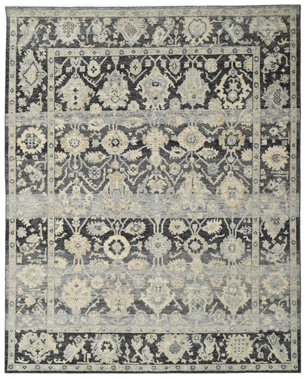 Charcoal Noir Estate Hand Knotted Designer Wool Rug