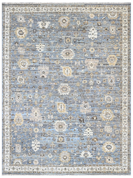 Celeste Manor Baby Blue Hand Knotted Luxury Rug