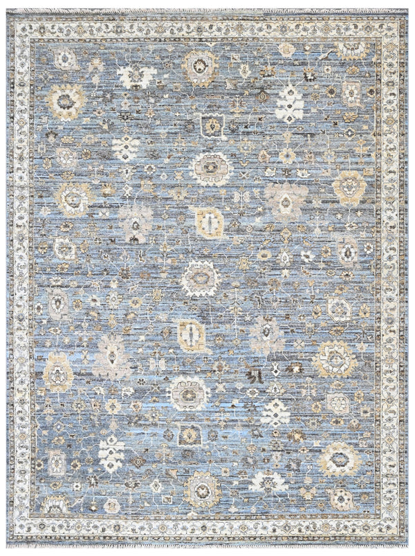Celeste Manor Baby Blue Hand Knotted Luxury Rug
