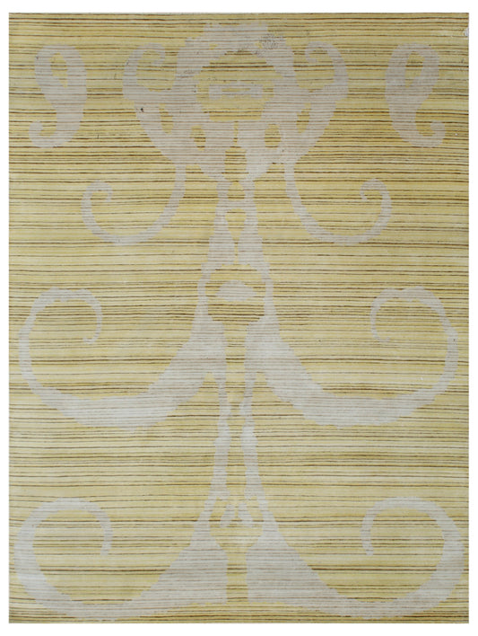Gold Traditional Medallion Hand Knotted Wool Area Rug