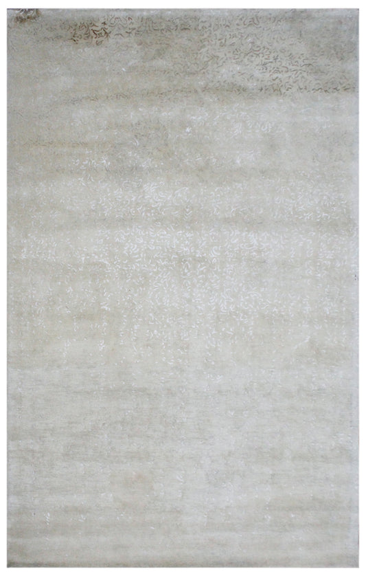 Gold Beige Distressed Abstract Hand Tufted Wool Area Rug