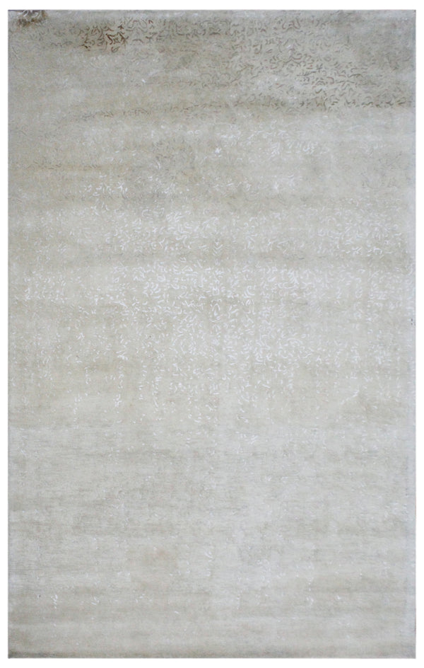 Gold Beige Distressed Abstract Hand Tufted Wool Area Rug