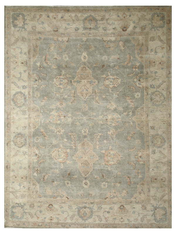 Light Green Beige Vintage Wool Rug