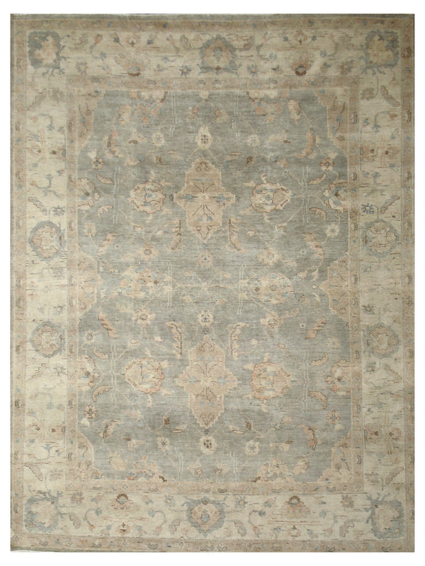 Light Green Beige Vintage Wool Rug