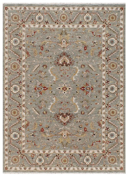 Mineral Blue Hand Knotted Traditional Wool Carpet