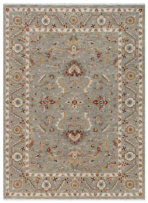 Mineral Blue Hand Knotted Traditional Wool Carpet