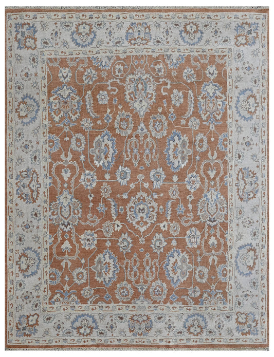 Coral Ivory Traditional Hand Knotted Wool Area Rug