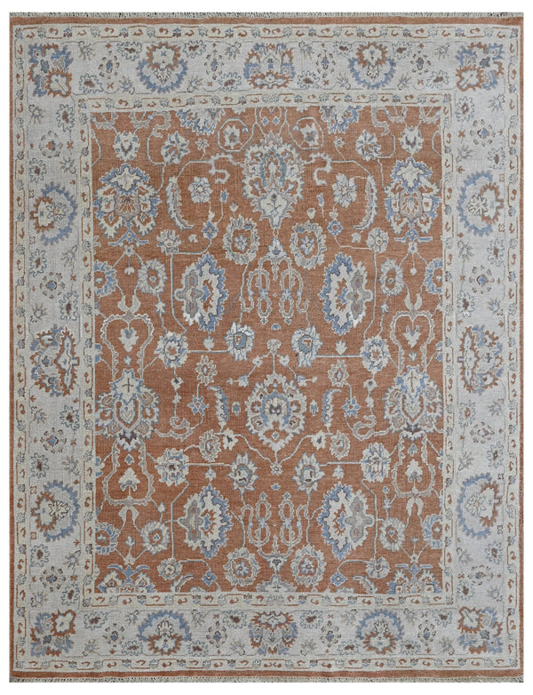 Coral Ivory Traditional Hand Knotted Wool Area Rug