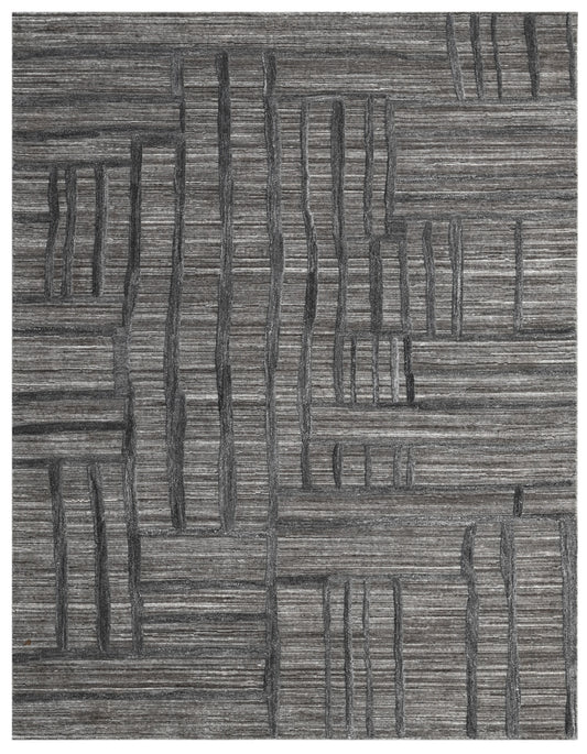 Taupe Grey Abstract Geometric Hand Tufted Wool Area Rug