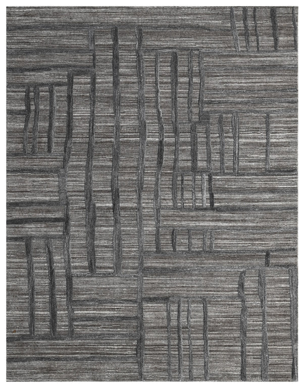 Taupe Grey Abstract Geometric Hand Tufted Wool Area Rug