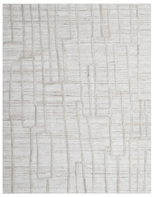 Ivory Abstract Geometric Hand Tufted Wool Area Rug