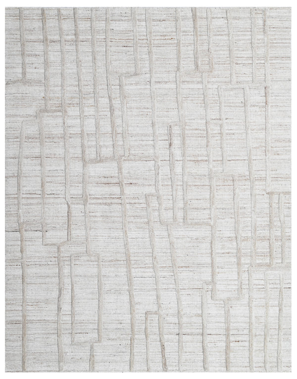 Ivory Abstract Geometric Hand Tufted Wool Area Rug