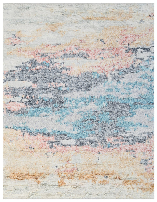 Multi-Color Abstract Hand Knotted Wool Rug