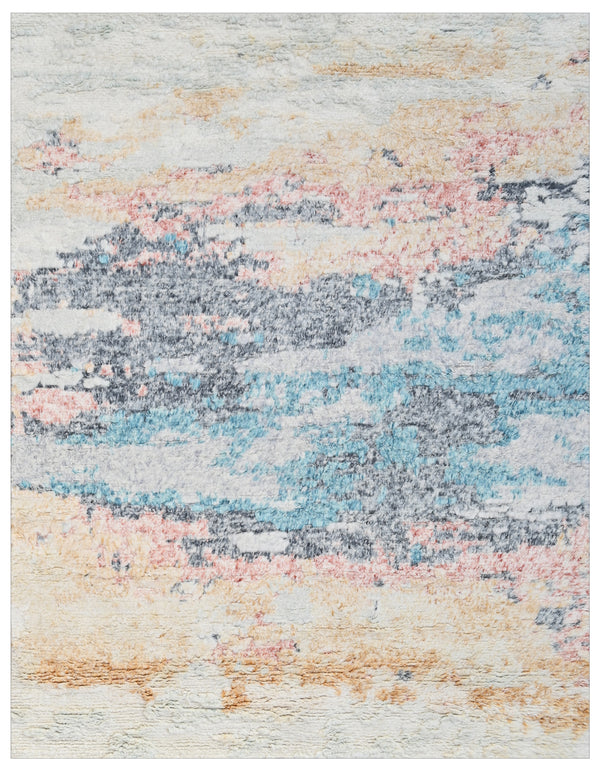 Multi-Color Abstract Hand Knotted Wool Rug