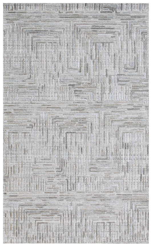 Beige Grey Geometric Hand Woven  Overtuft Rug