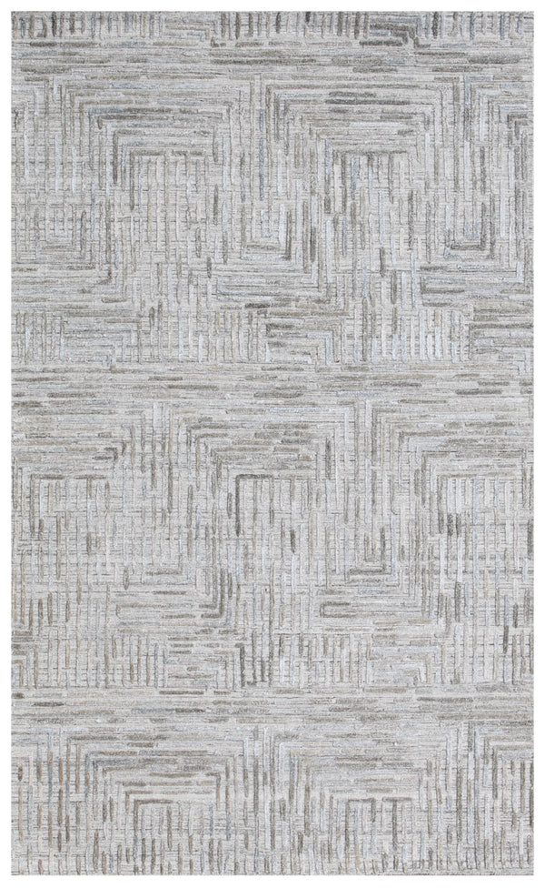 Beige Grey Geometric Hand Woven  Overtuft Rug
