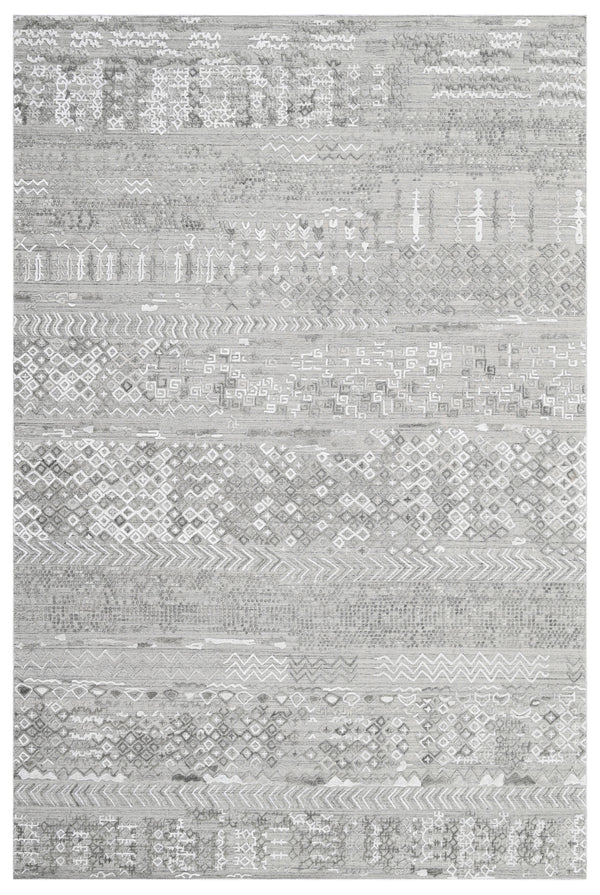 Soft Blue Tribal Hand Woven Overtuft Rug