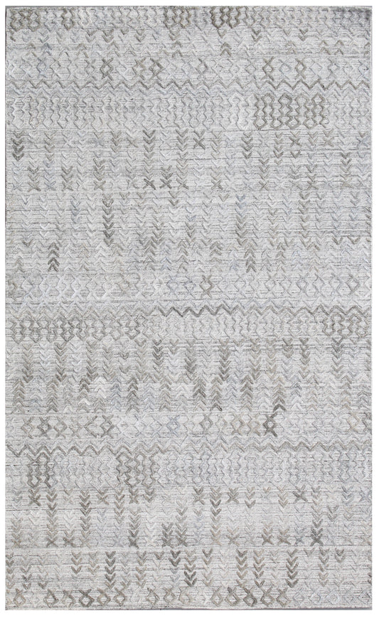 Light Beige Tribal Hand Woven Overtuft Rug