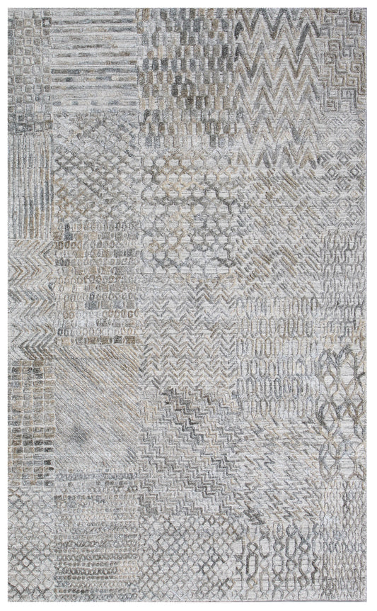 Grey Gold Tribal Hand Woven Overtuft Rug